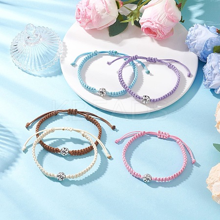Eco-Friendly Korean Waxed Polyester Cord Braided Bracelet for Women BJEW-JB12503-1