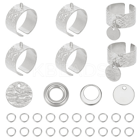DIY Flat Round Charms Cuff Ring Making Kit DIY-DR0001-22P-1