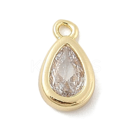 Brass Micro Pave Clear Cubic Zirconia Charms KK-B130-02G-06-1