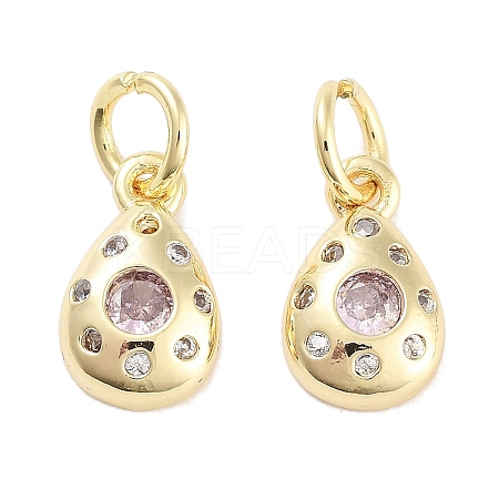 Brass Micro Pave Cubic Zirconia Charms KK-C051-02G-01-1