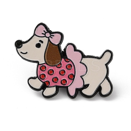 Dachshund with Bowknot Enamel Pins JEWB-Z048-08EB-03-1