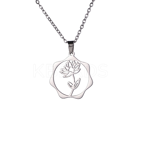 Non-Tarnish Stainless Steel Pendant Necklaces PW-WG57218-08-1