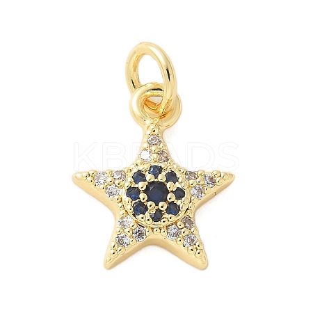 Brass Micro Pave Cubic Zirconia Charms KK-U056-41G-1