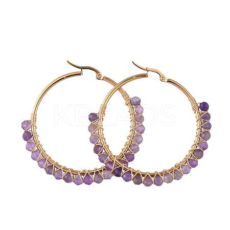 Beaded Hoop Earrings EJEW-JE03830-02-1