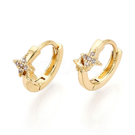 Star Brass Micro Pave Clear Cubic Zirconia Hoop Earrings EJEW-N063-03G-01-1
