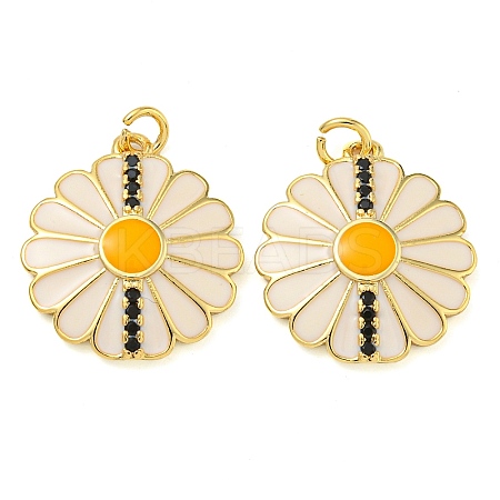Rack Plating Brass Micro Pave Cubic Zirconia Pendants KK-Z063-45G-1