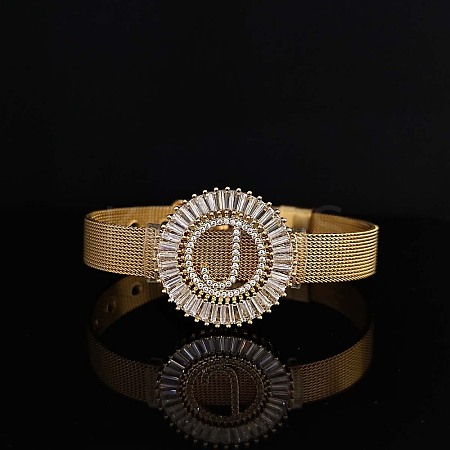 Brass Micro Pave Clear Cubic Zirconia Bangles for Women FS-WGA7409-31-1