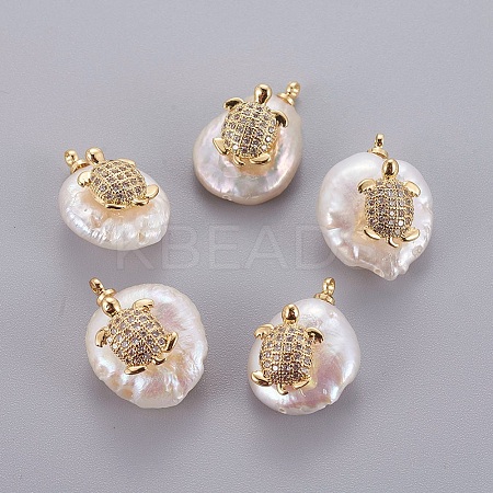 Natural Cultured Freshwater Pearl Pendants LS-PEAR-J004-30G-1