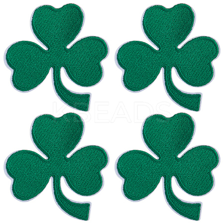 Saint Patrick's Day Iron on Shamrock Cloth Patches PATC-WH0005-36-1