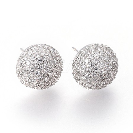 Brass Stud Earrings EJEW-F191-02P-1