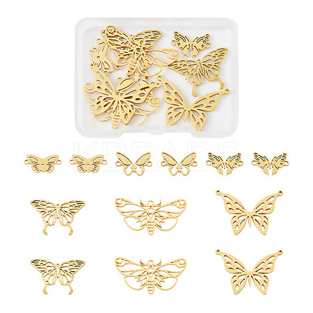 12Pcs 6 Styles 201 & 304 Stainless Steel & Stainless Steel Connector Charms STAS-TA0001-86-1