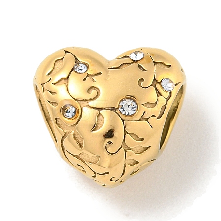 304 Stainless Steel Rhinestone European Beads STAS-U005-07G-1