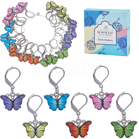 24Pcs 6 Colors Alloy Enamel Pendant Decorations HJEW-SC00046-1