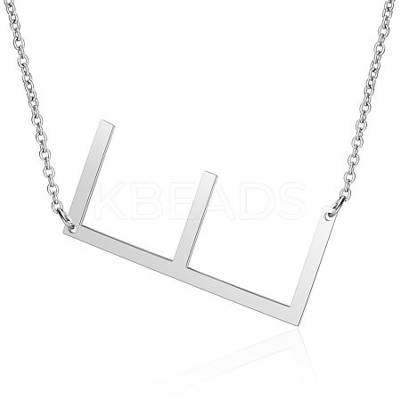 201 Stainless Steel Initial Pendants Necklaces NJEW-S069-JN003D-E-1