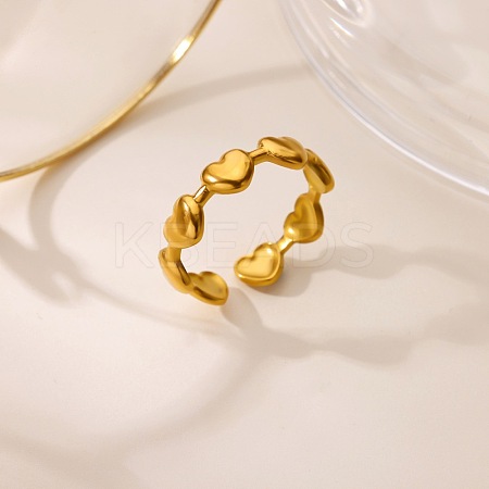304 Stainless Steel Cuff Open Rings for Women RJEW-P182-05G-1