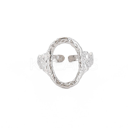 Non-Tarnish 304 Stainless Steel Open Oval Wide Cuff Ring for Women RJEW-S405-167P-1