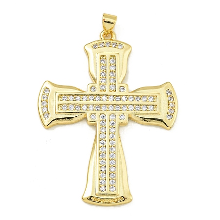 Rack Plating Brass Pave Cubic Zirconia Pendants KK-U029-02G-03-1