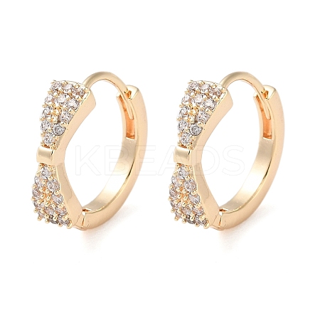 Brass Micro Pave Clear Cubic Zirconia Hoop Earrings LS-EJEW-S234-03G-1