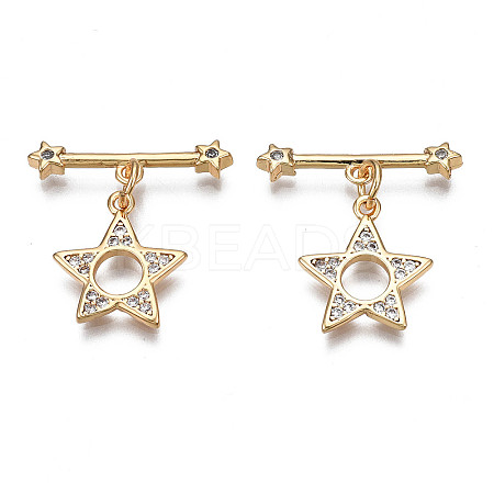 Brass Micro Pave Clear Cubic Zirconia Toggle Clasps LS-KK-Q278-011-NF-1