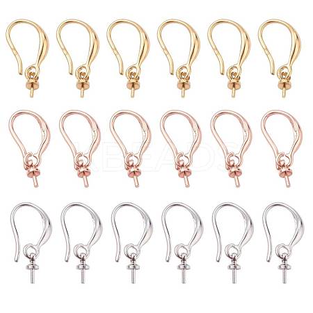 9 Pairs 3 Colors Brass Earring Hooks KK-ZZ0001-02-1