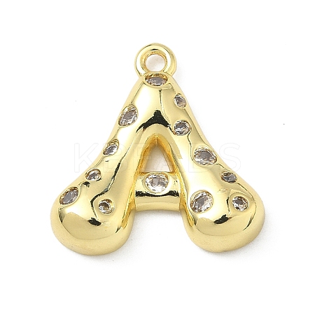 Brass Micro Pave Clear Cubic Zirconia Pendants KK-I476-02G-A-1