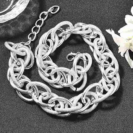 Punk Hiphop Styles Alloy Rope Chain Necklaces for Men NJEW-K391-01P-1