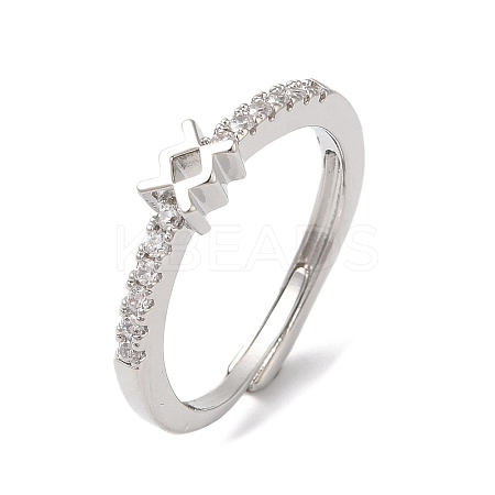 Rack Plating Brass Clear Cubic Zirconia Constellation Adjustable Rings for Women RJEW-S407-08P-09-1