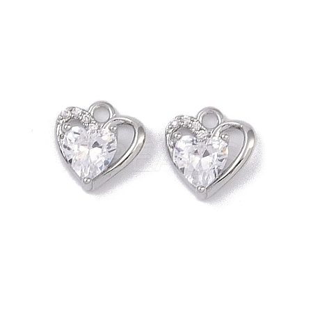 Brass Micro Pave Clear Cubic Zirconia Pendants KK-K351-45D-P-1