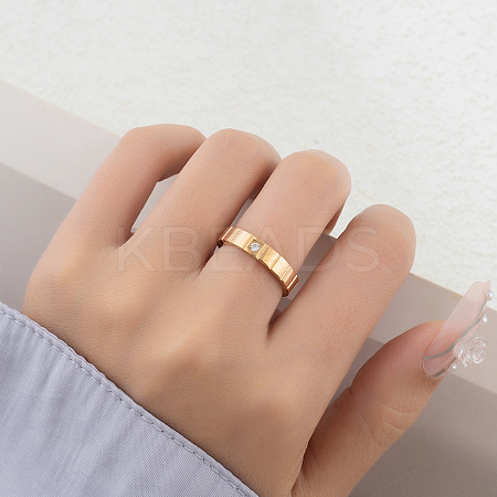 304 Stainless Steel & Cubic Zirconia Finger Rings FS-WG10832-09-1