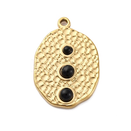 304 Stainless Steel Natural Obsidian Pendants STAS-H235-09G-01-1