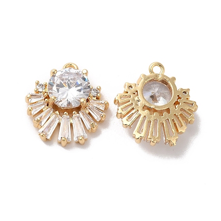 Brass Pave Cubic Zirconia with Glass Pendants KK-G465-41G-1