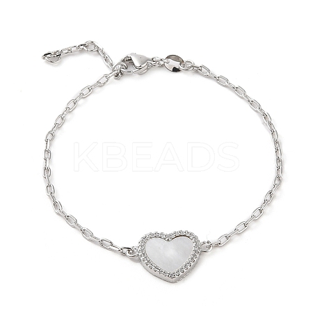 Brass Micro Pave Clear Cubic Zirconia Link Bracelets BJEW-Q336-01B-P-1