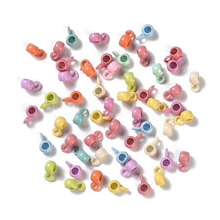 Spray Paint Alloy Pendant Tube Bails PALLOY-H145-03-1