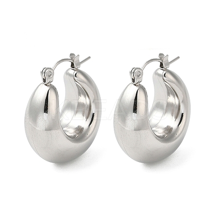 Non-Tarnish 304 Stainless Steel Plain Thick Hoop Earrings EJEW-Z026-09P-1