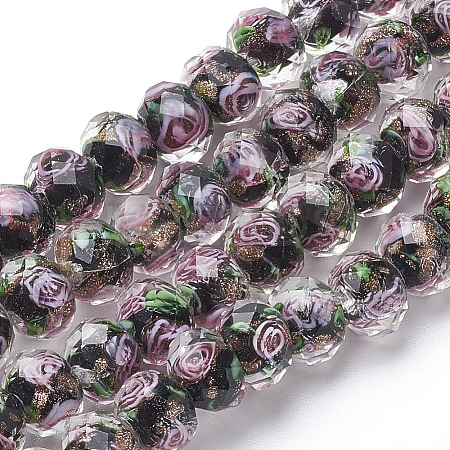 Handmade Gold Sand Lampwork Beads Strands LAMP-SZ0001-28A-1