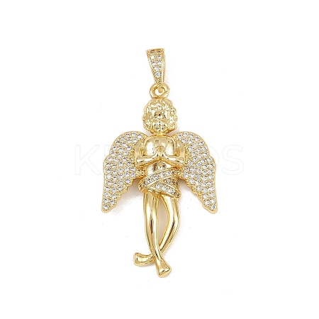 Brass Micro Pave Cubic Zirconia Pendants KK-P323-09G-1