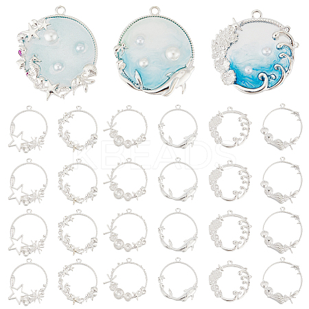 Alloy Open Back Bezel Pendants PALLOY-OC0001-65-1