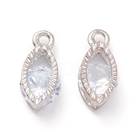 Alloy Clear Cubic Zirconia Charms ZIRC-A022-02P-1