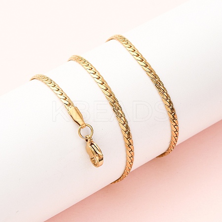 3MM 304 Stainless Steel Curb Chain Necklaces NJEW-P338-03G-1