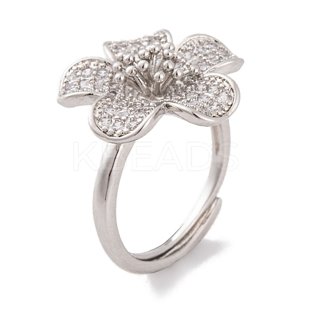 Brass Micro Pave Cubic Zirconia Rings KK-K367-09P-1