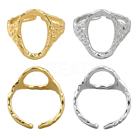 2 Colors 304 Stainless Steel Adjustable Cuff Rings for Women RJEW-HY0001-31A-1