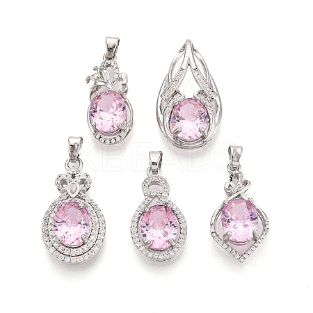 Brass Micro Pave Cubic Zirconia Pendants KK-T072-55P-1