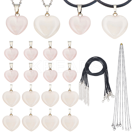 DIY Natural Rose Quartz Heart Pendant Necklaces Making Kit DIY-OC0012-08-1