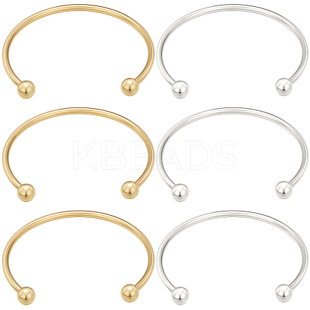 6Pcs 2 Colors Brass Cuff Bangle Making KK-BBC0022-73-1