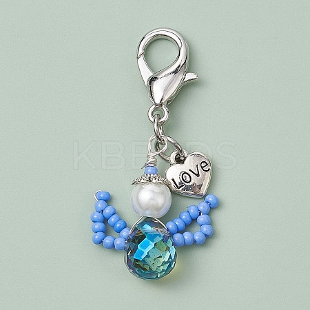 Angel Glass Seed Beads Pendant Decorations HJEW-MZ00109-05-1