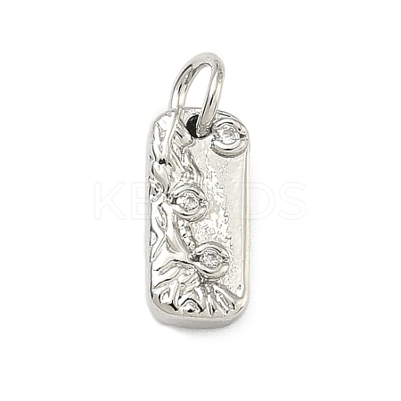 Five Elements Theme Brass Micro Pave Clear Cubic Zirconia Charms KK-F934-02A-P-1