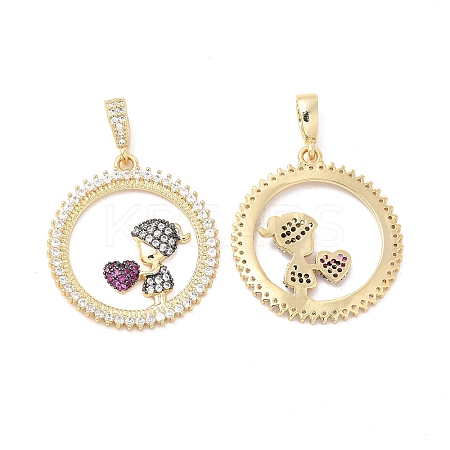 Brass Micro Pave Cubic Zirconia Pendants KK-H441-33G-1