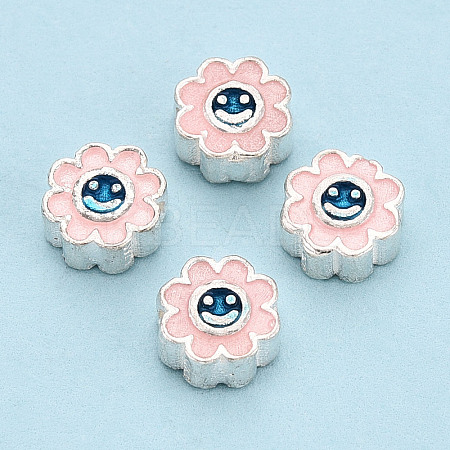 925 Sterling Silver Enamel Beads STER-T008-36C-1