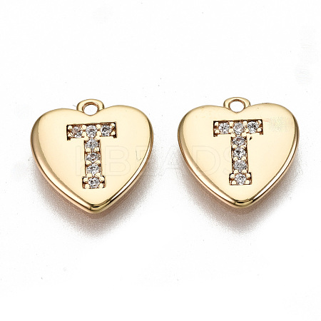 Brass Micro Pave Clear Cubic Zirconia Charms KK-N231-234T-NF-1