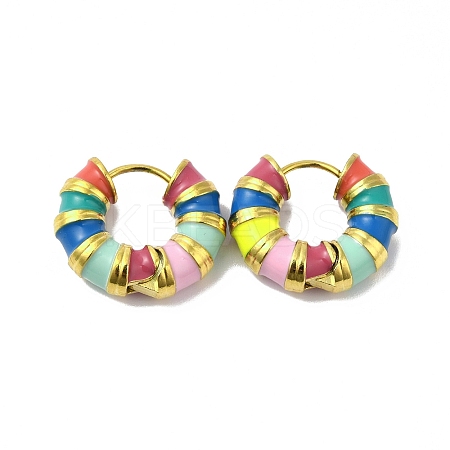 Enamel Round Hoop Earrings EJEW-Q704-05G-06-1